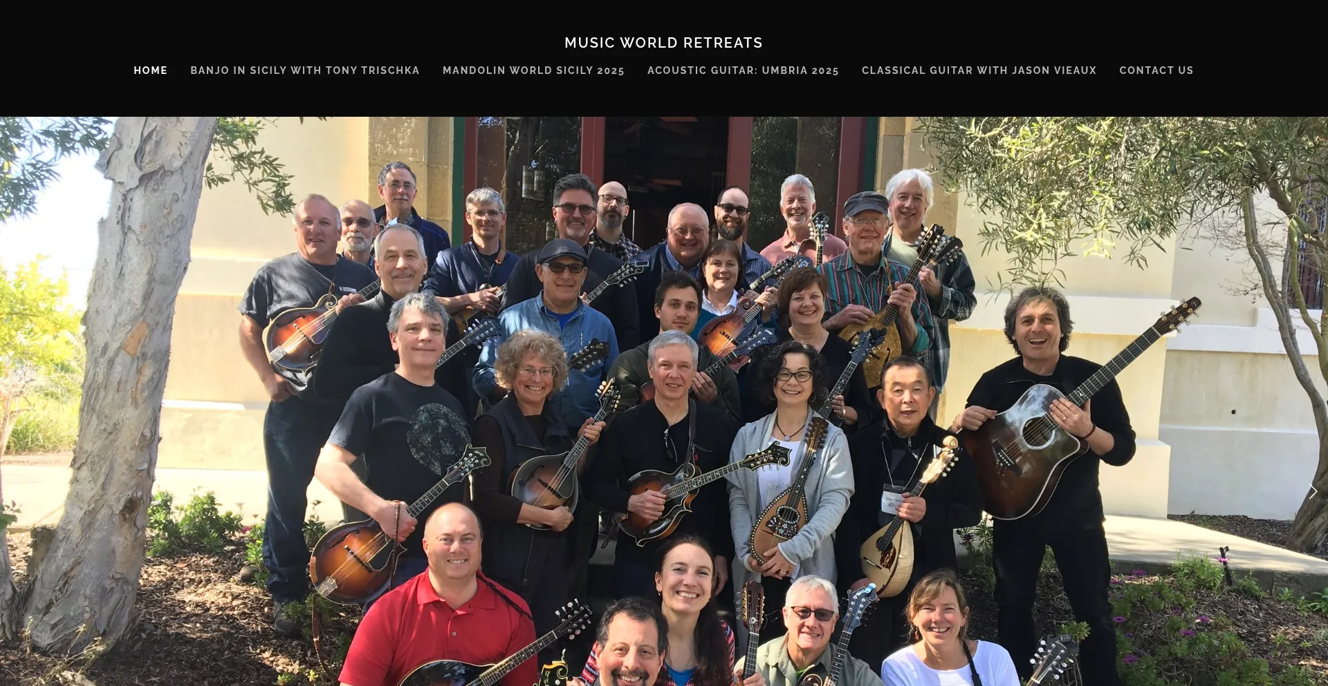 Website screenshot of Musicworldretreats.com