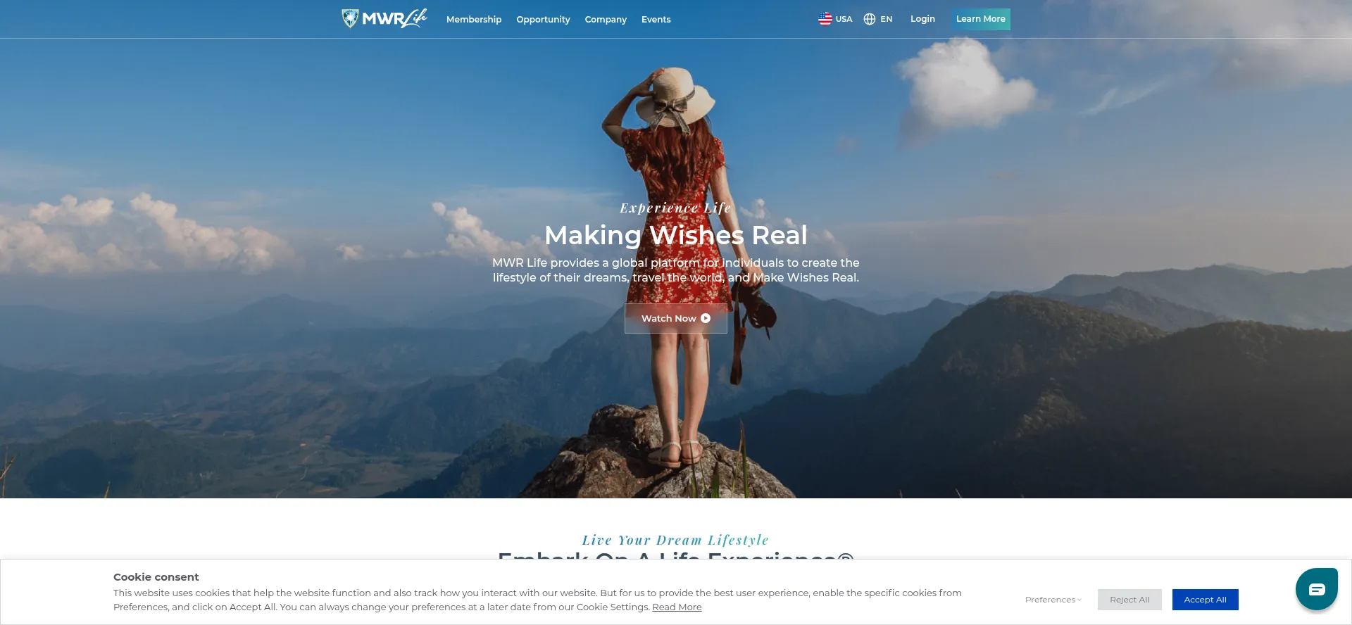 Website screenshot of Mwrlife.com