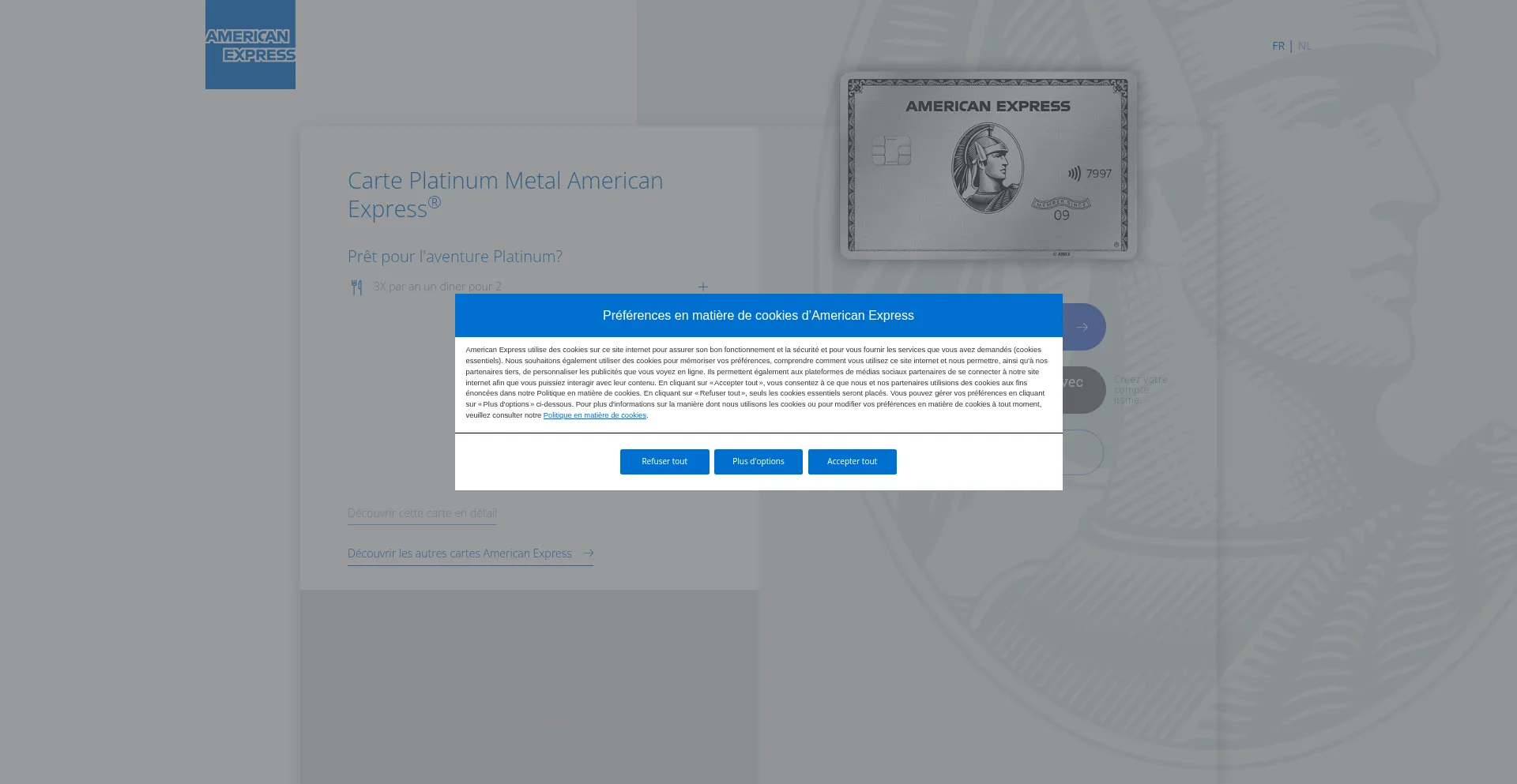 Website screenshot of My-amex.be