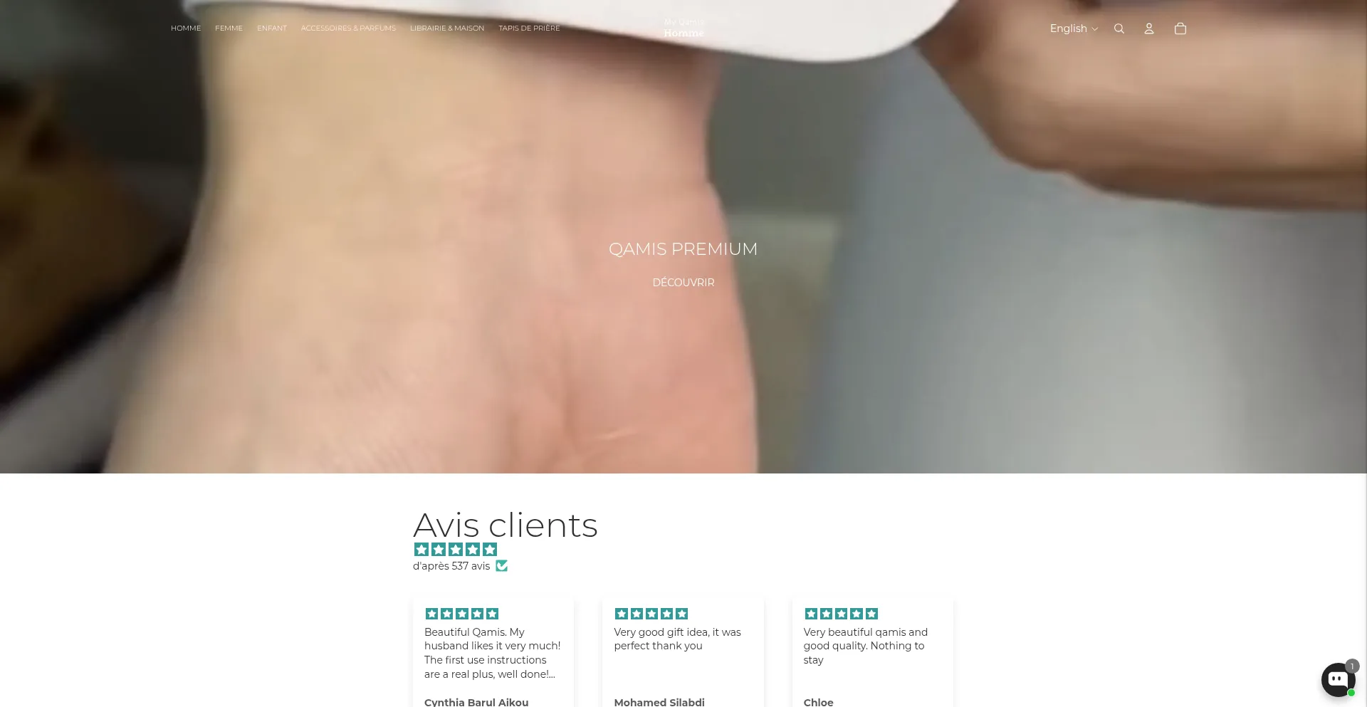 Website screenshot of My-qamis-homme.com