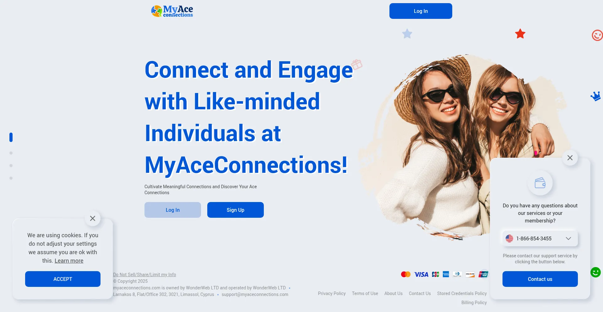 Website screenshot of Myaceconnections.com