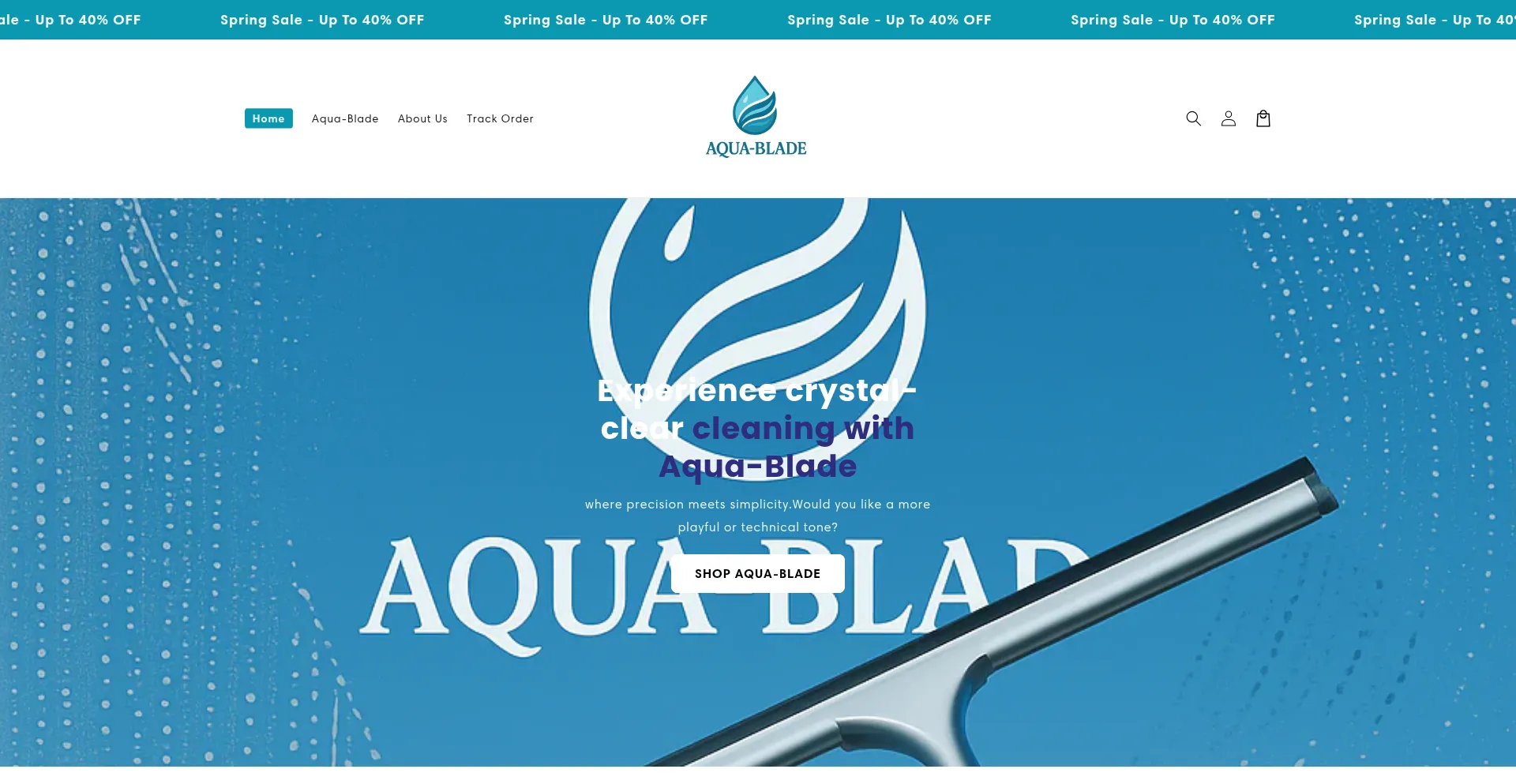 Website screenshot of Myaqua-blade.com
