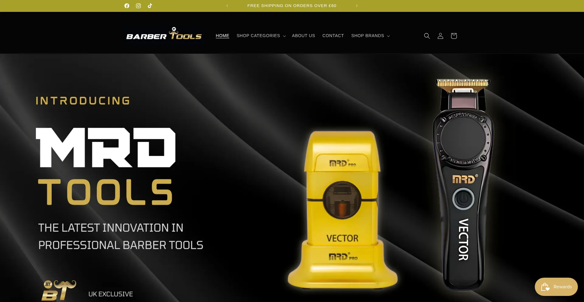 Website screenshot of Mybarbertools.co.uk