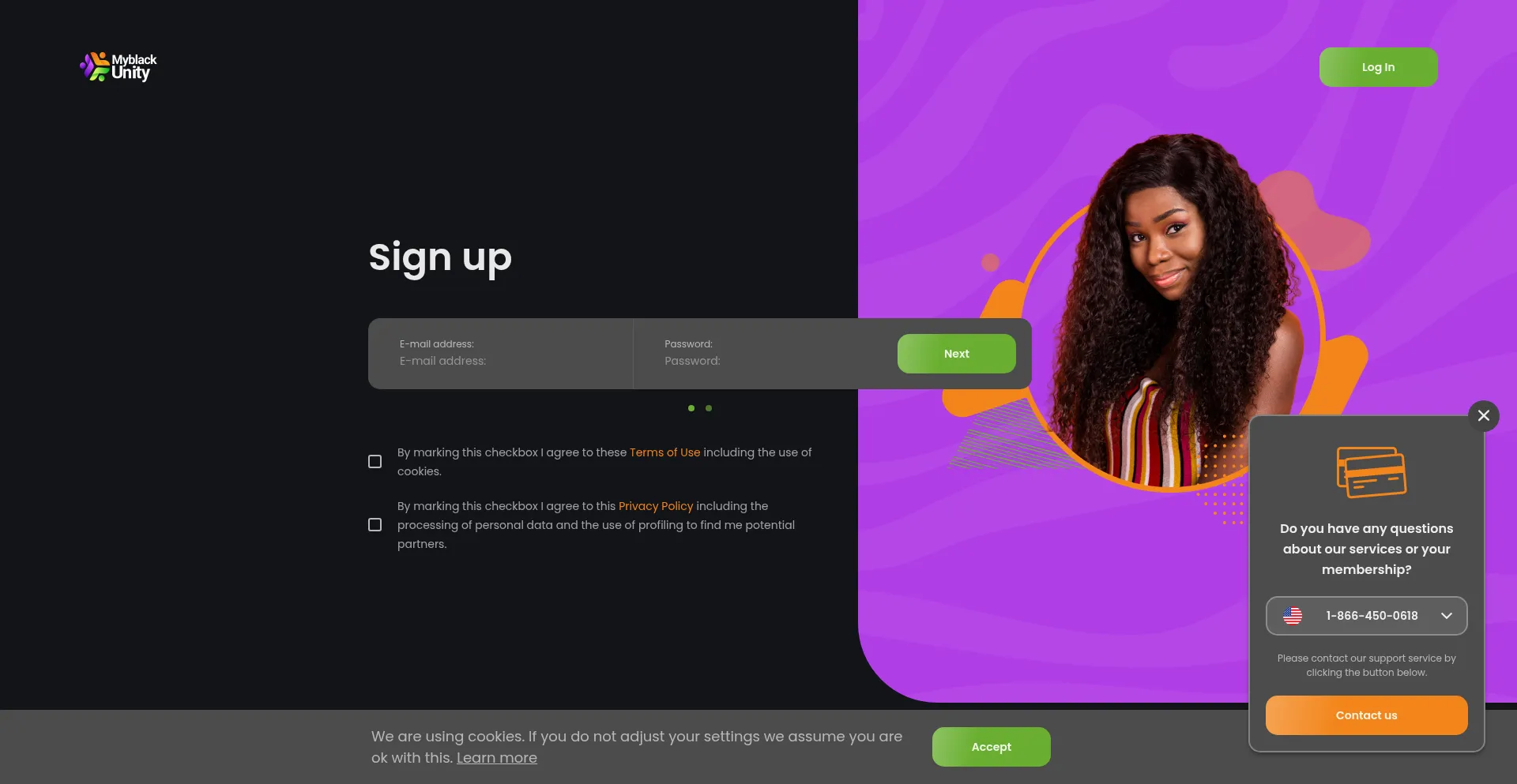 Website screenshot of Myblackunity.com