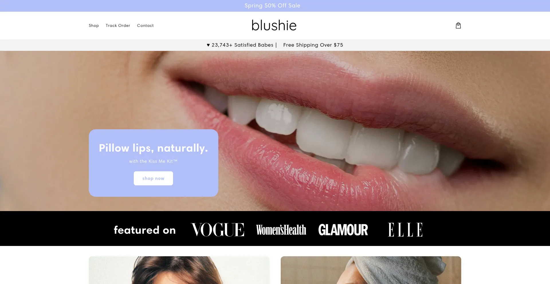 Website screenshot of Myblushie.com