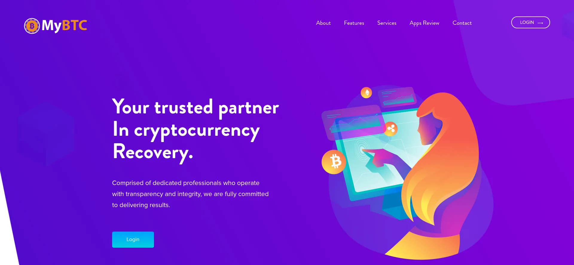 Website screenshot of Mybtclogin.com