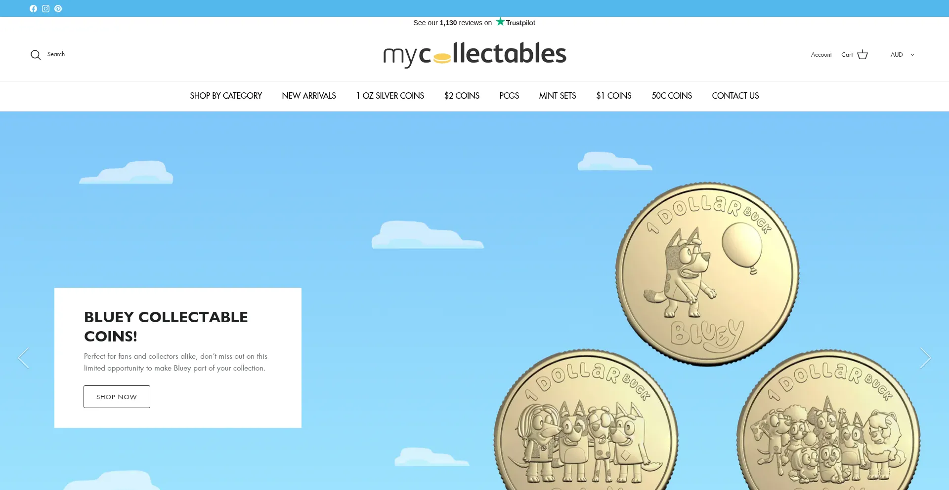 Website screenshot of Mycollectables.com.au