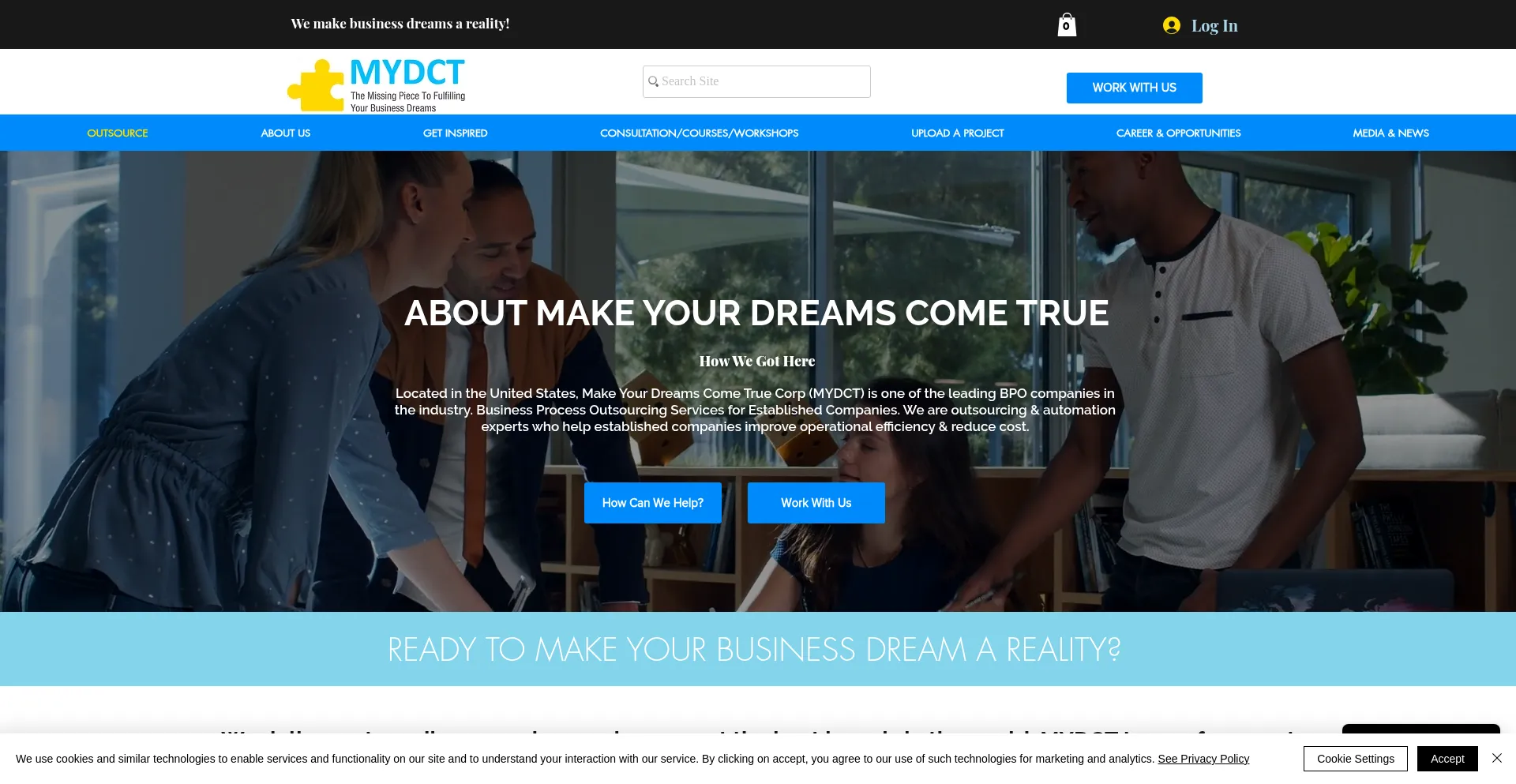 Website screenshot of Mydct.net