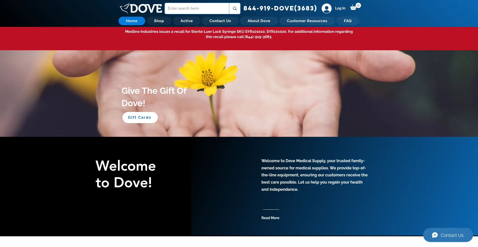 Website screenshot of Mydovestore.com