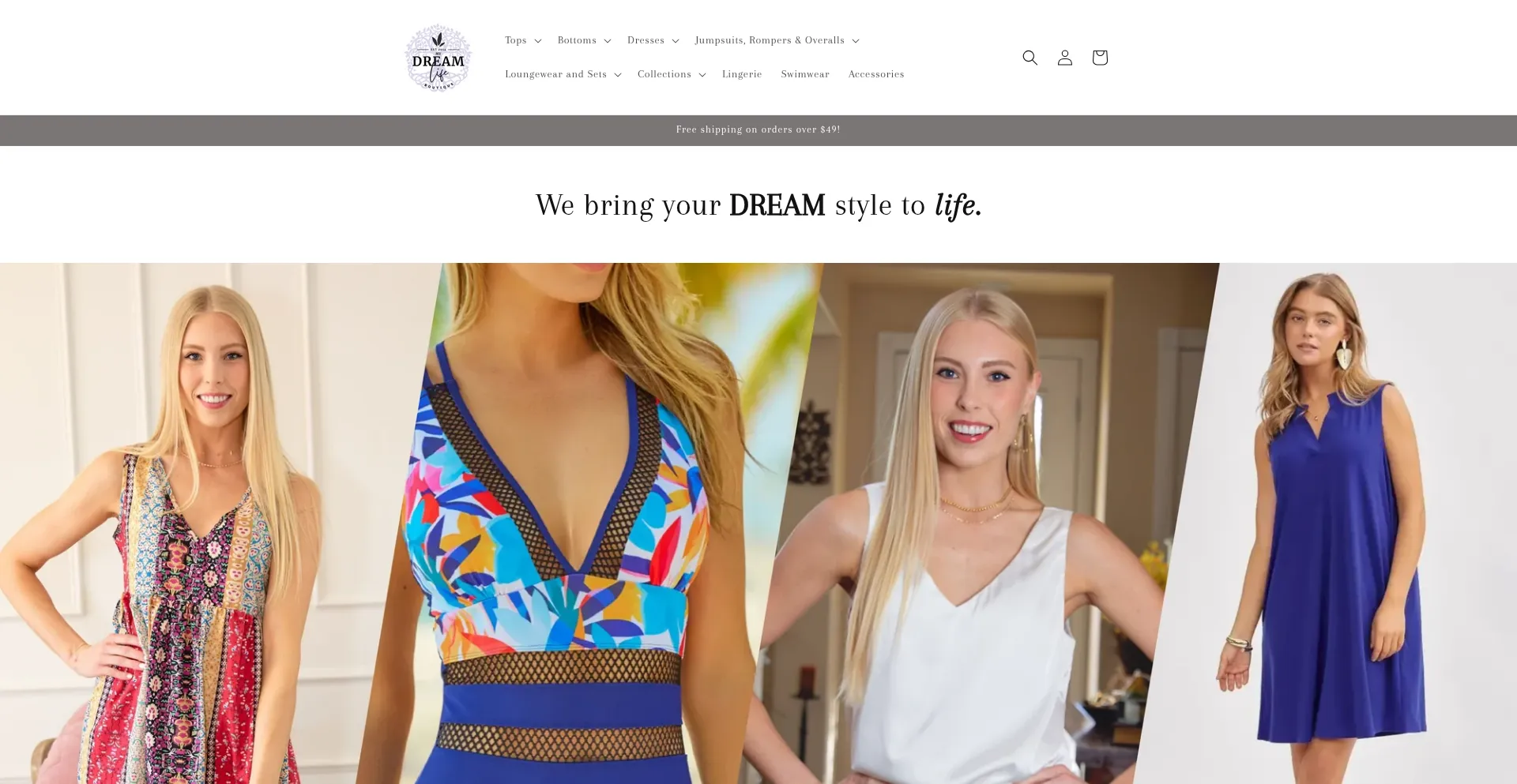 Website screenshot of Mydreamlifeboutique.com