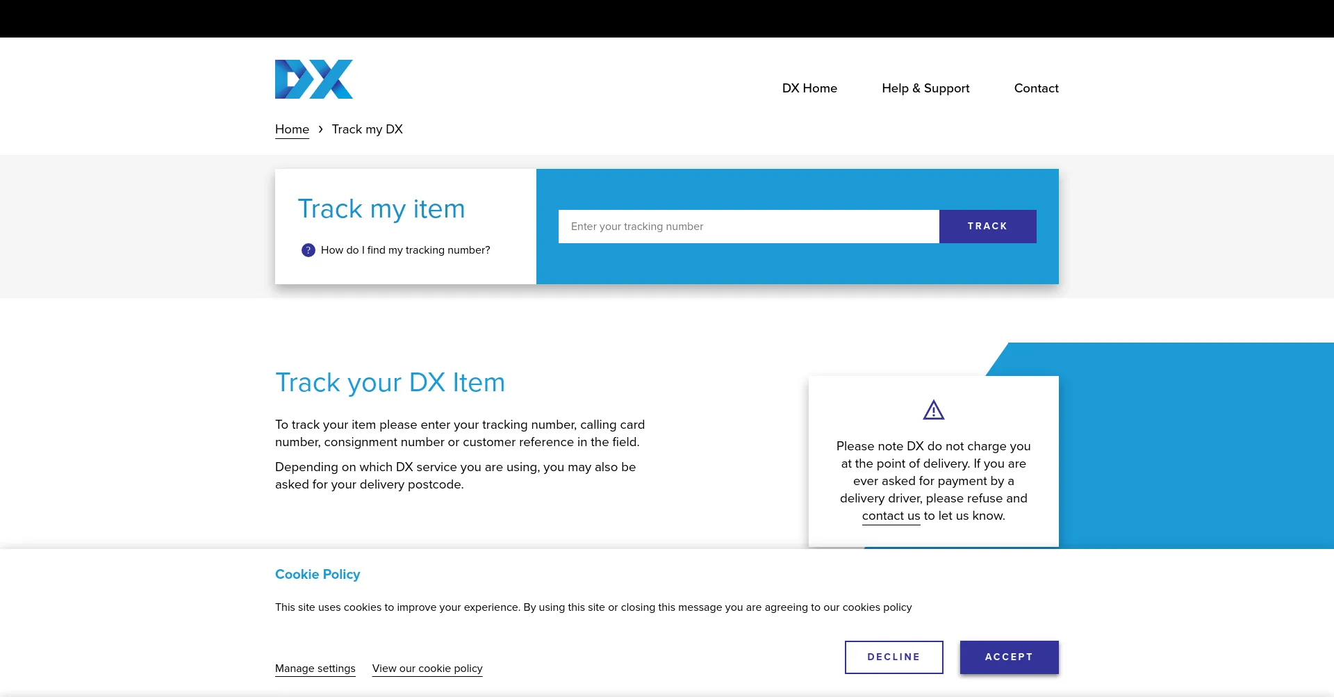 Website screenshot of Mydx.uk