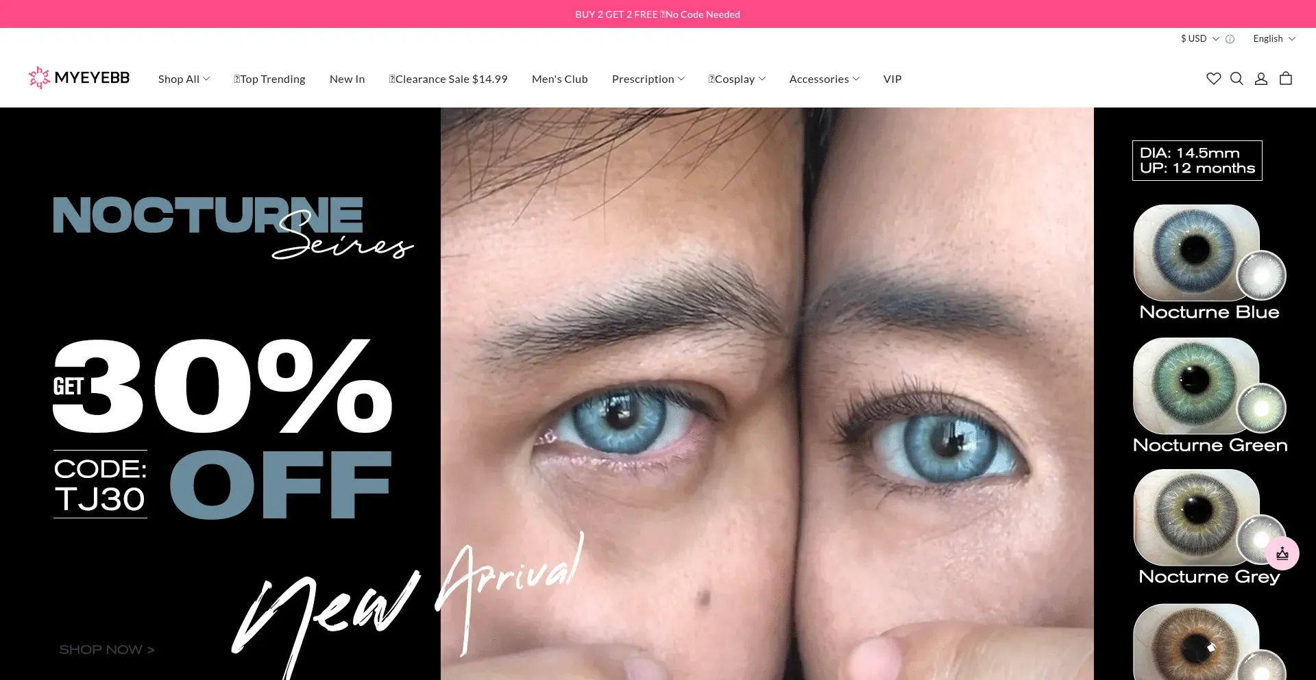 Website screenshot of Myeyebb.com