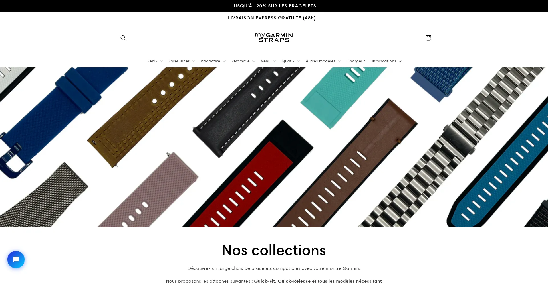 Website screenshot of Mygarminstraps.fr