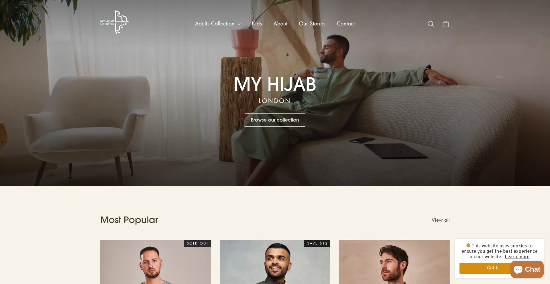 Website screenshot of Myhijab.co.uk