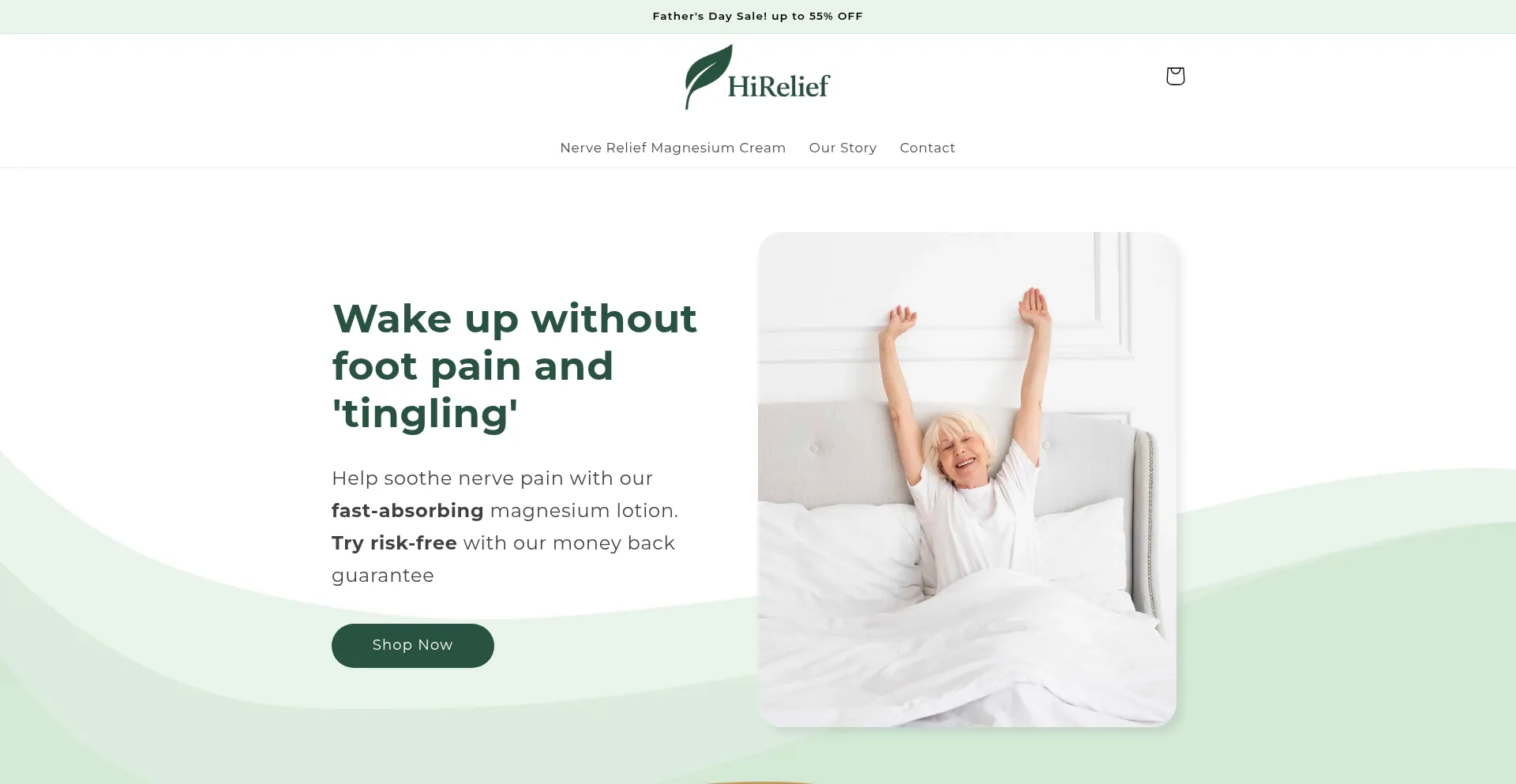 Website screenshot of Myhirelief.com