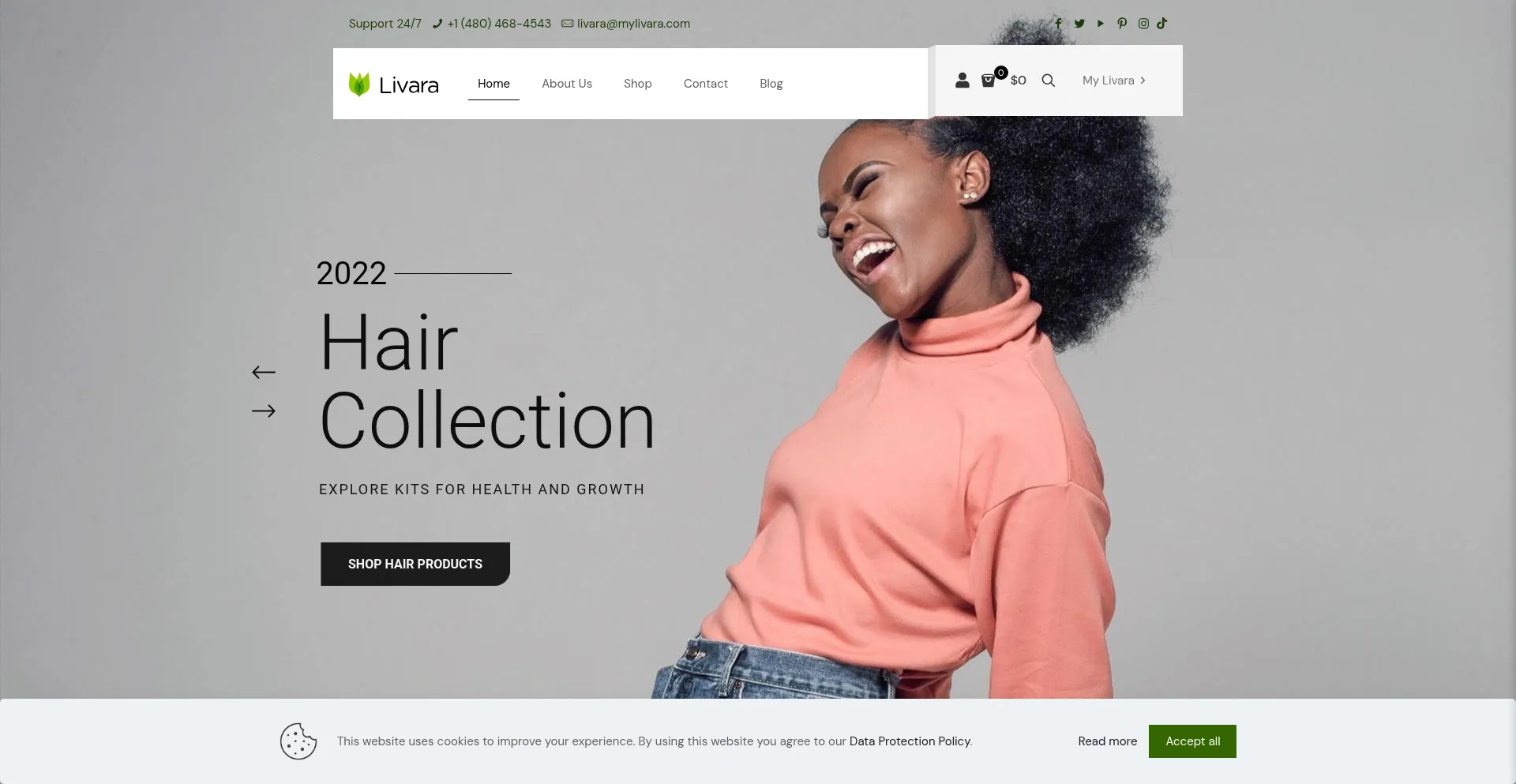 Website screenshot of Mylivara.com
