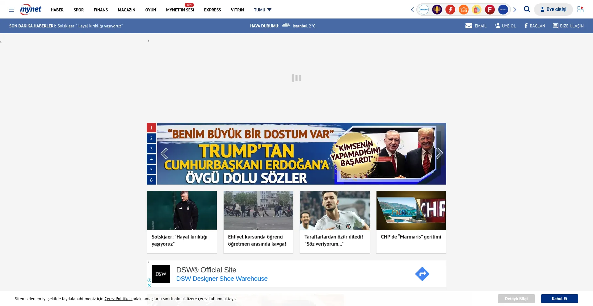 Website screenshot of Mynet.com