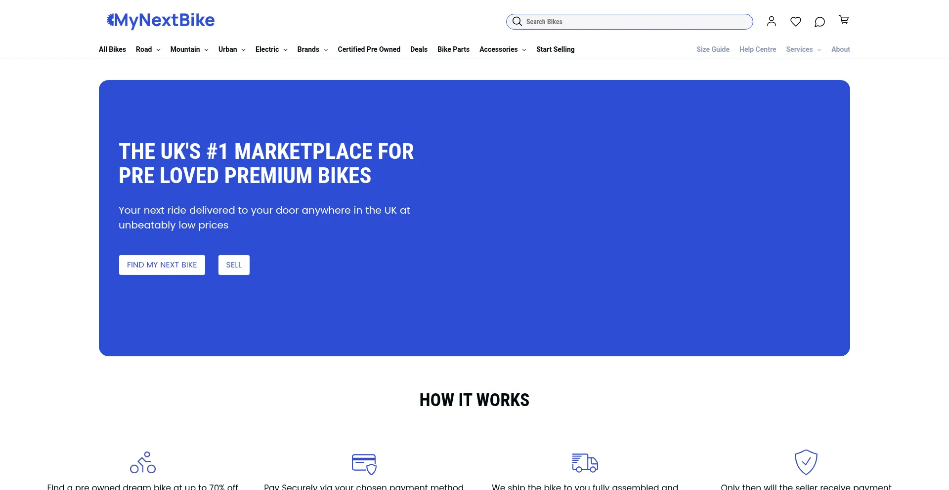 Website screenshot of Mynextbike.co.uk