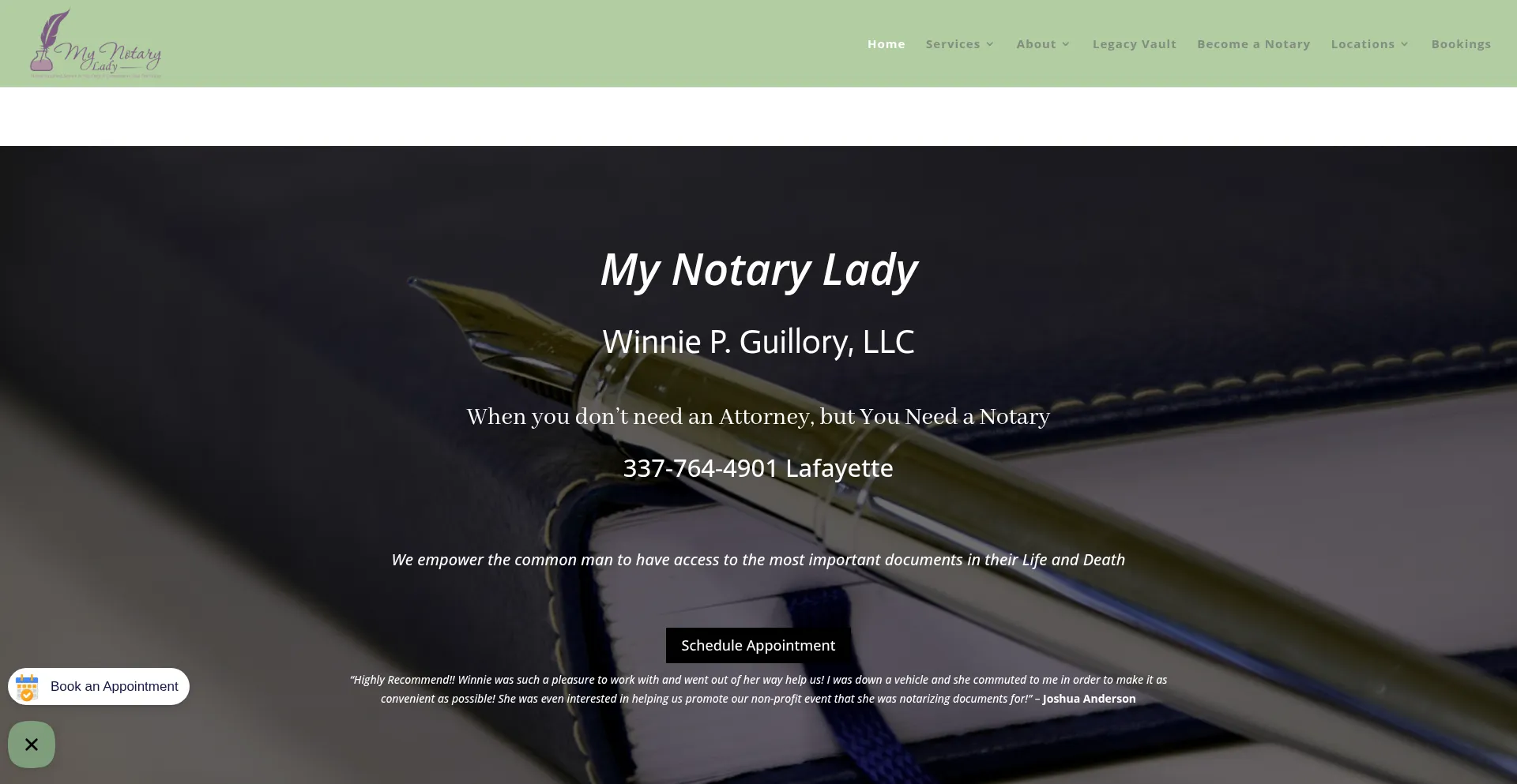 Mynotarylady.com Screenshot