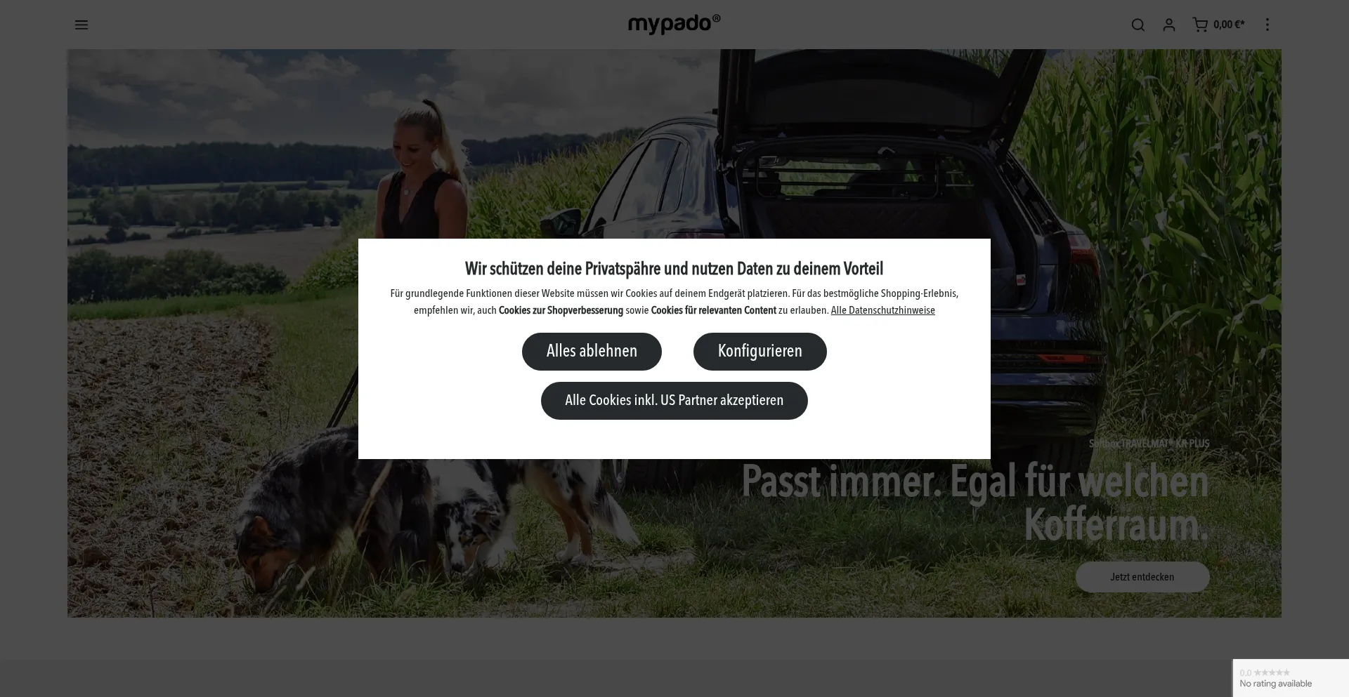 Website screenshot of Mypado.de