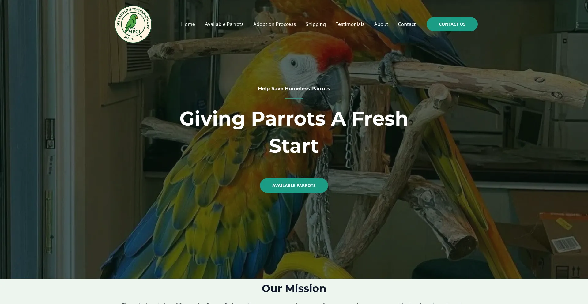 Website screenshot of Myparrotscompanionlife.com