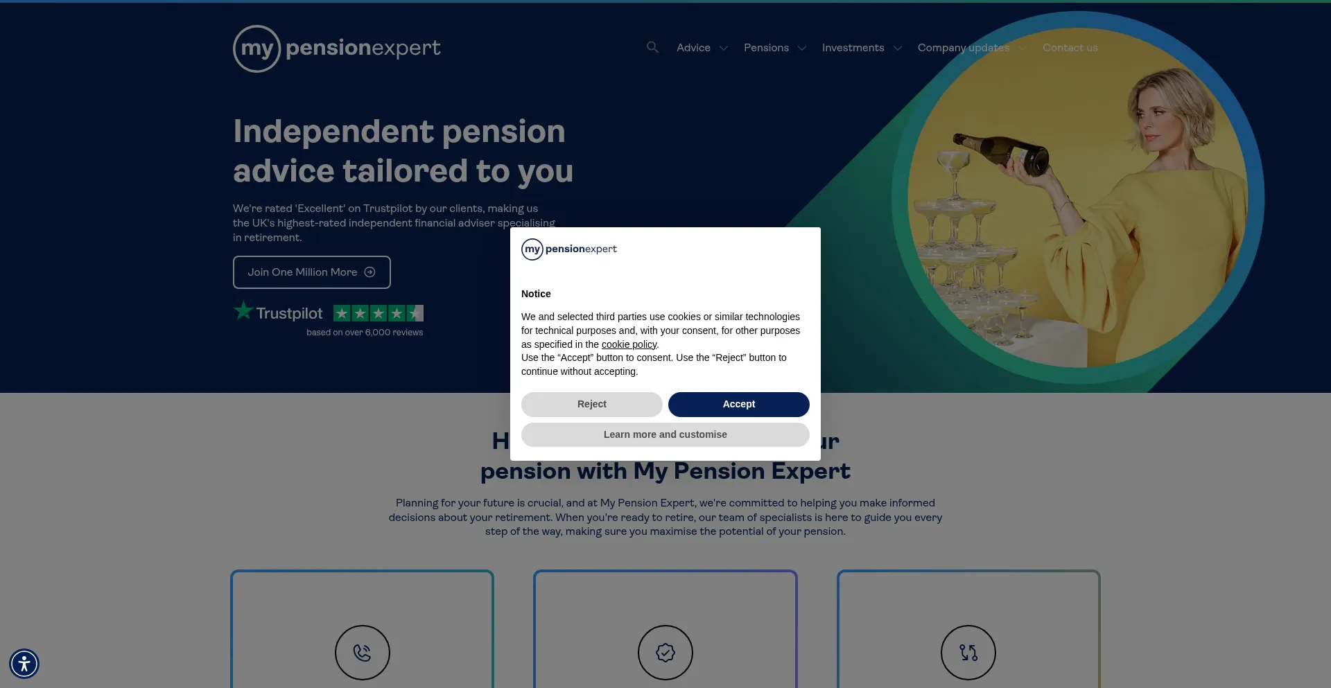 Website screenshot of Mypensionexpert.com
