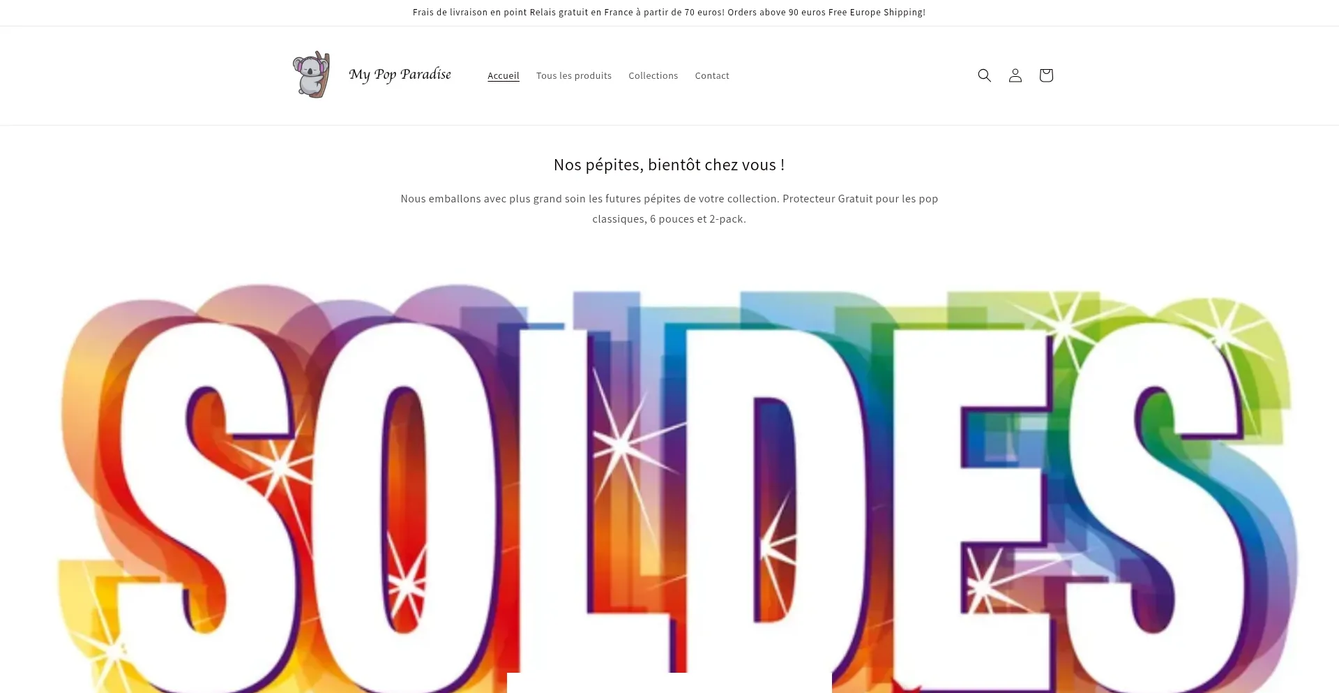Website screenshot of Mypopparadise.fr