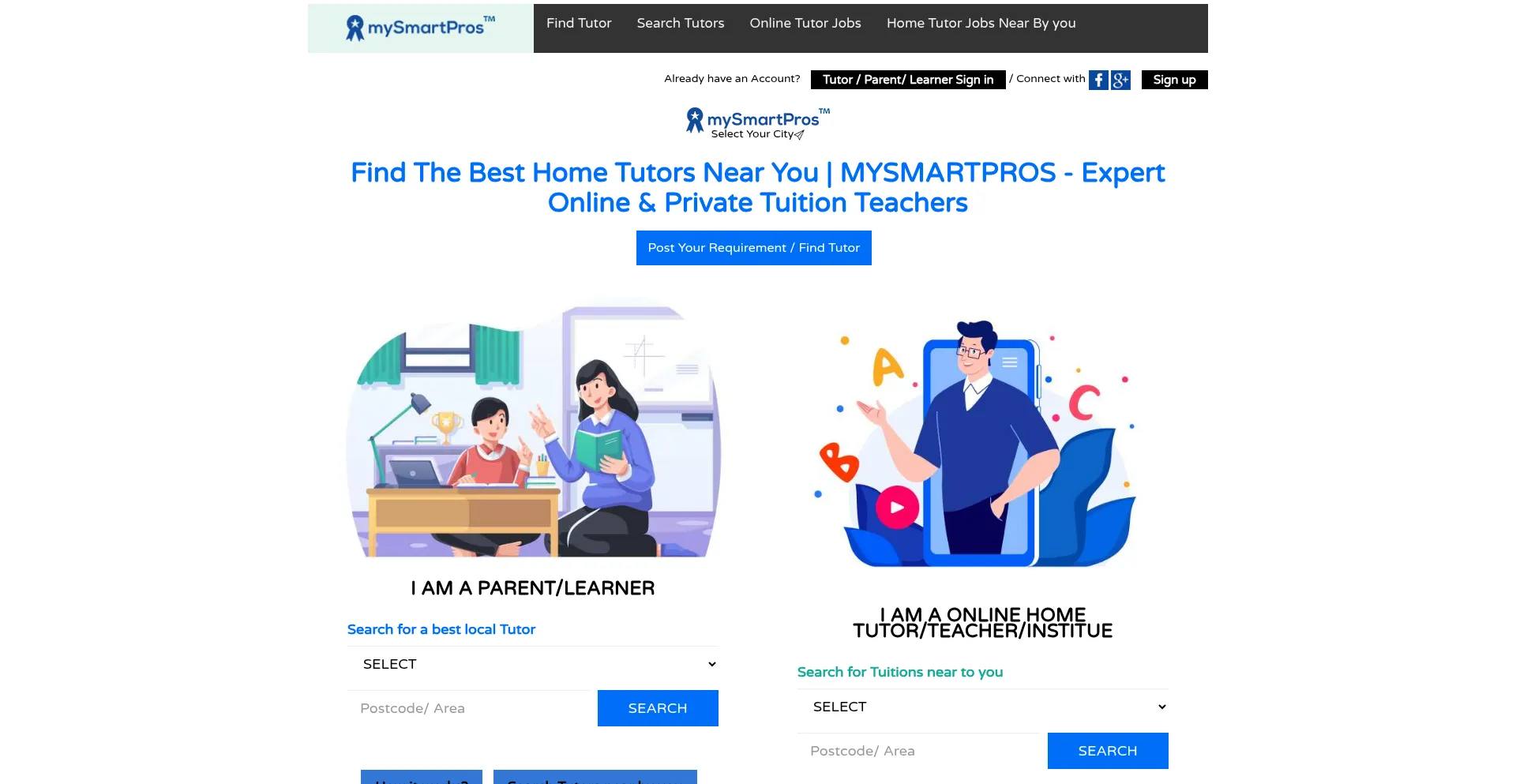 Website screenshot of Mysmartpros.com