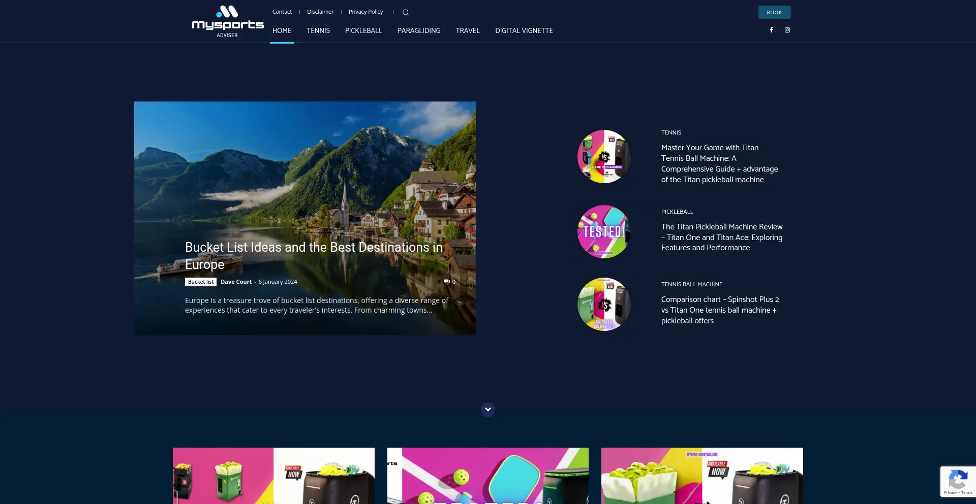 Website screenshot of Mysportsadviser.com