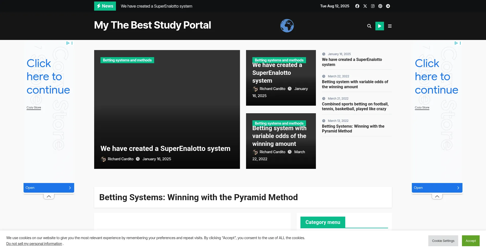 Website screenshot of Mythebeststudyportal.com