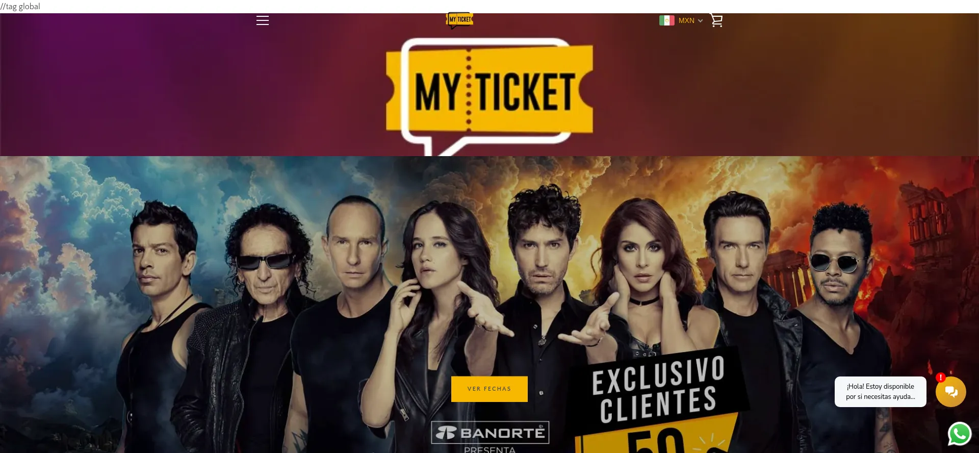 Website screenshot of Myticketmx.com