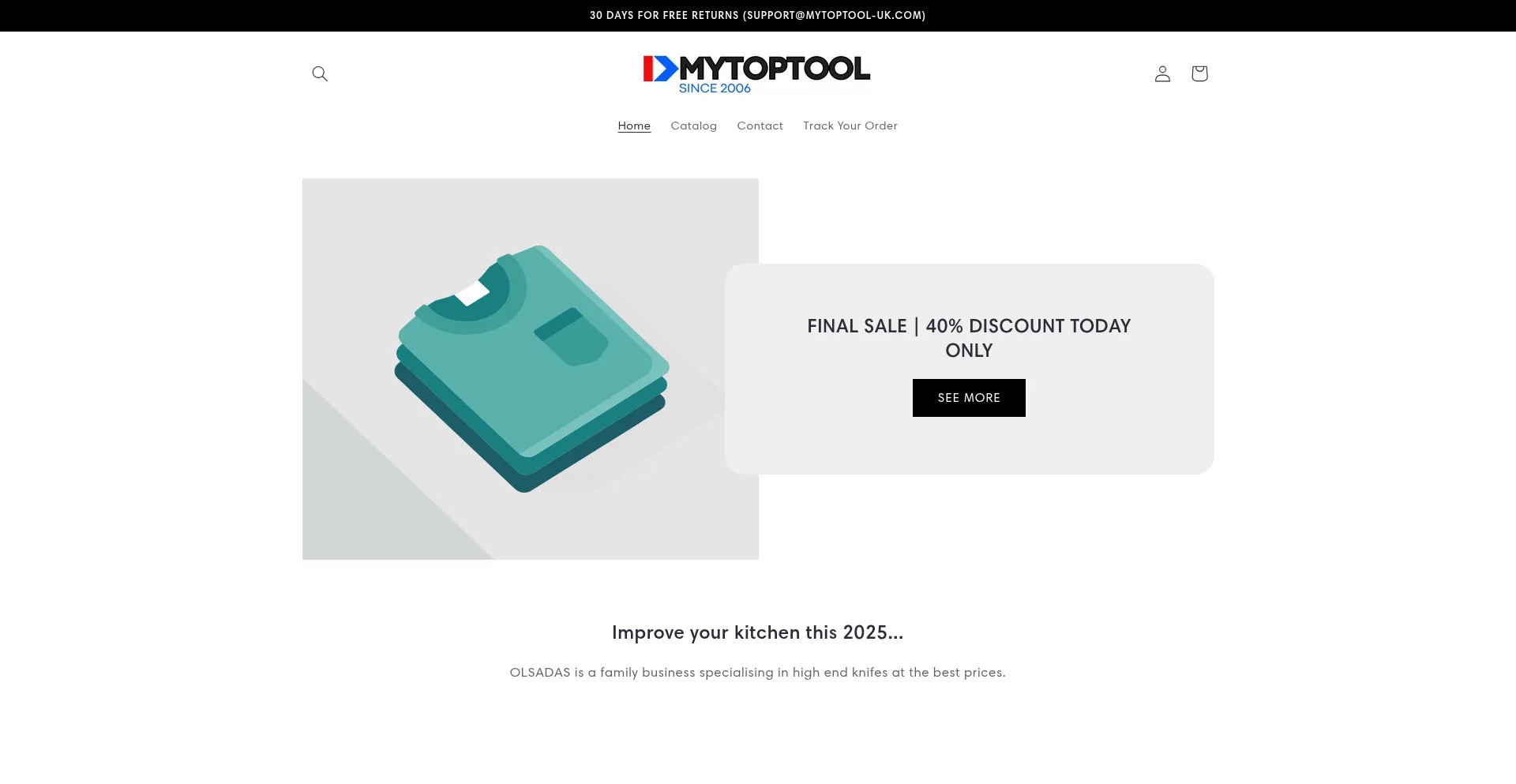 Website screenshot of Mytoptool-uk.com