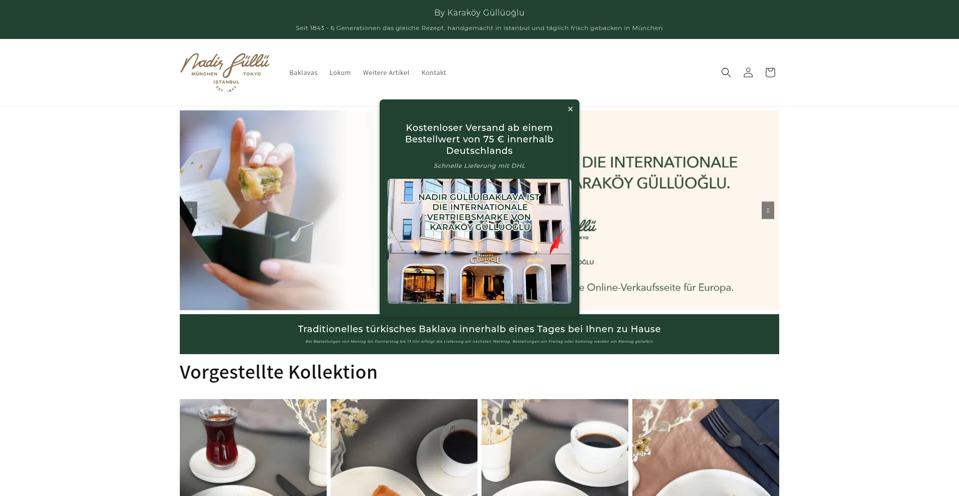 Website screenshot of Nadirgullubaklava.de