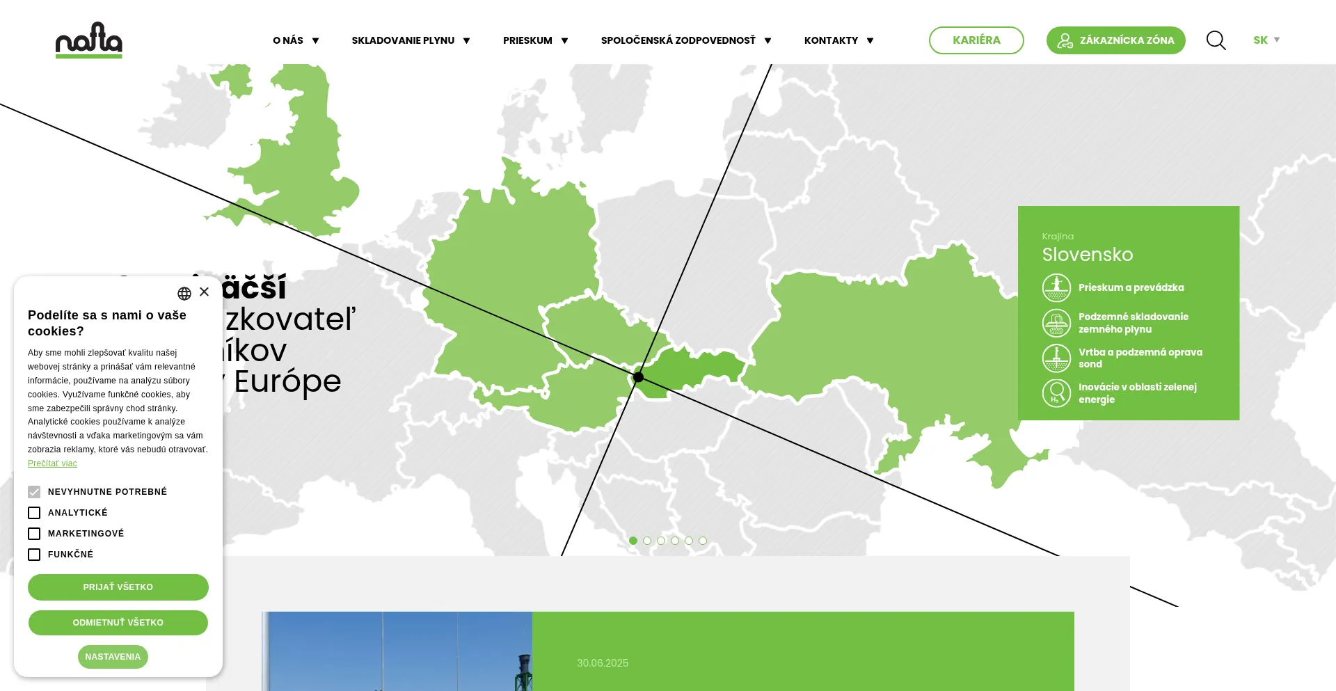 Website screenshot of Nafta.sk