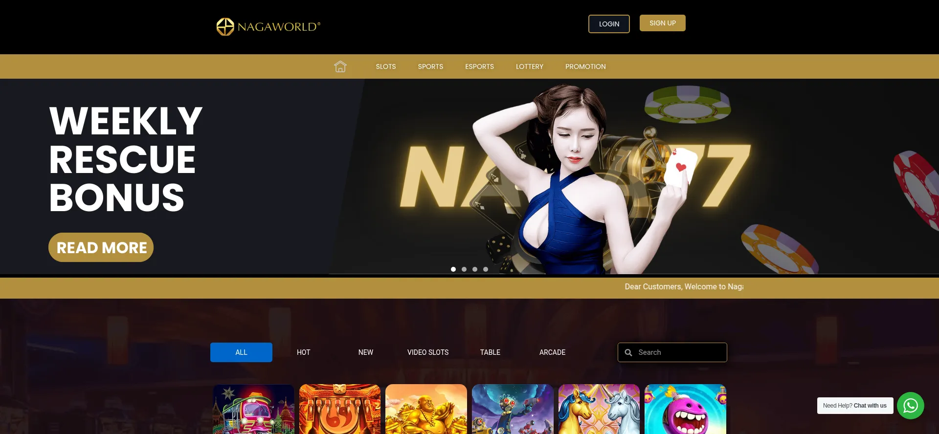 Website screenshot of Naga77bet.com