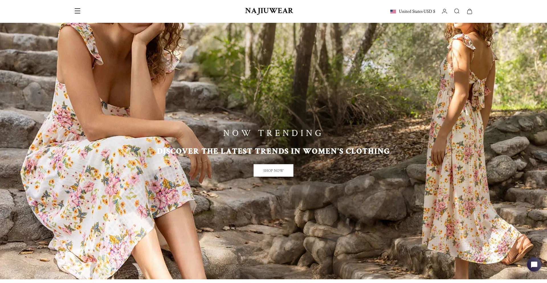 Website screenshot of Najiuwear.com