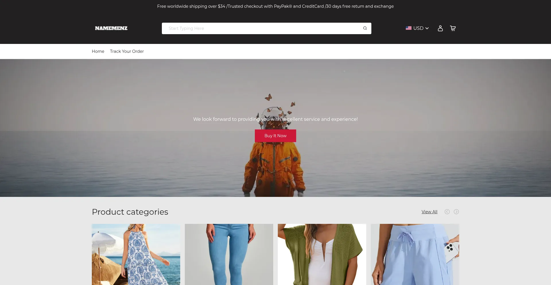 Website screenshot of Namemenz.com