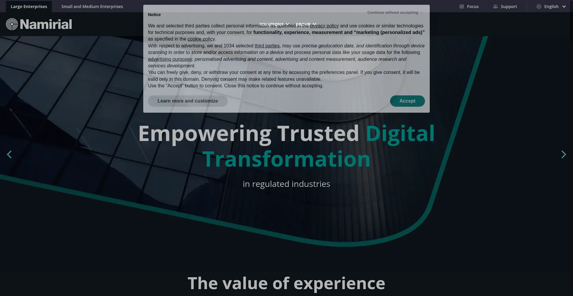 Website screenshot of Namirial.com