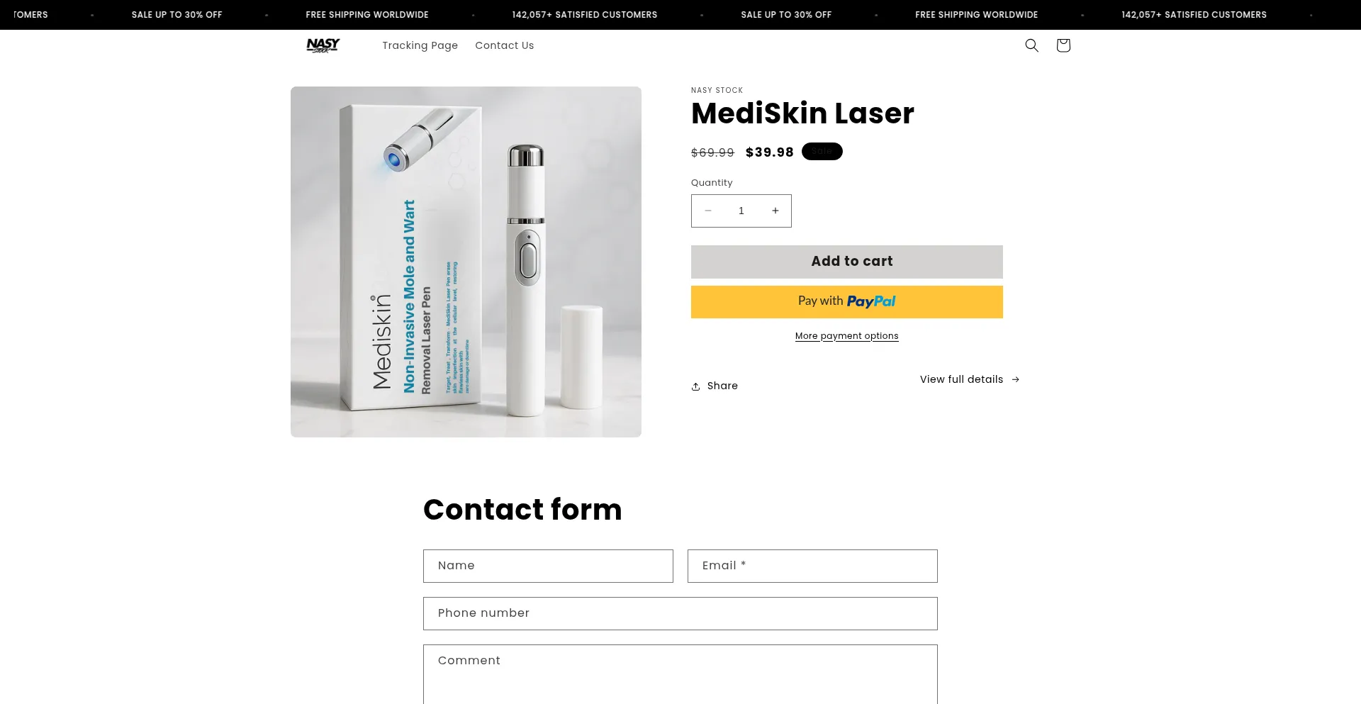 Website screenshot of Nasystock.com