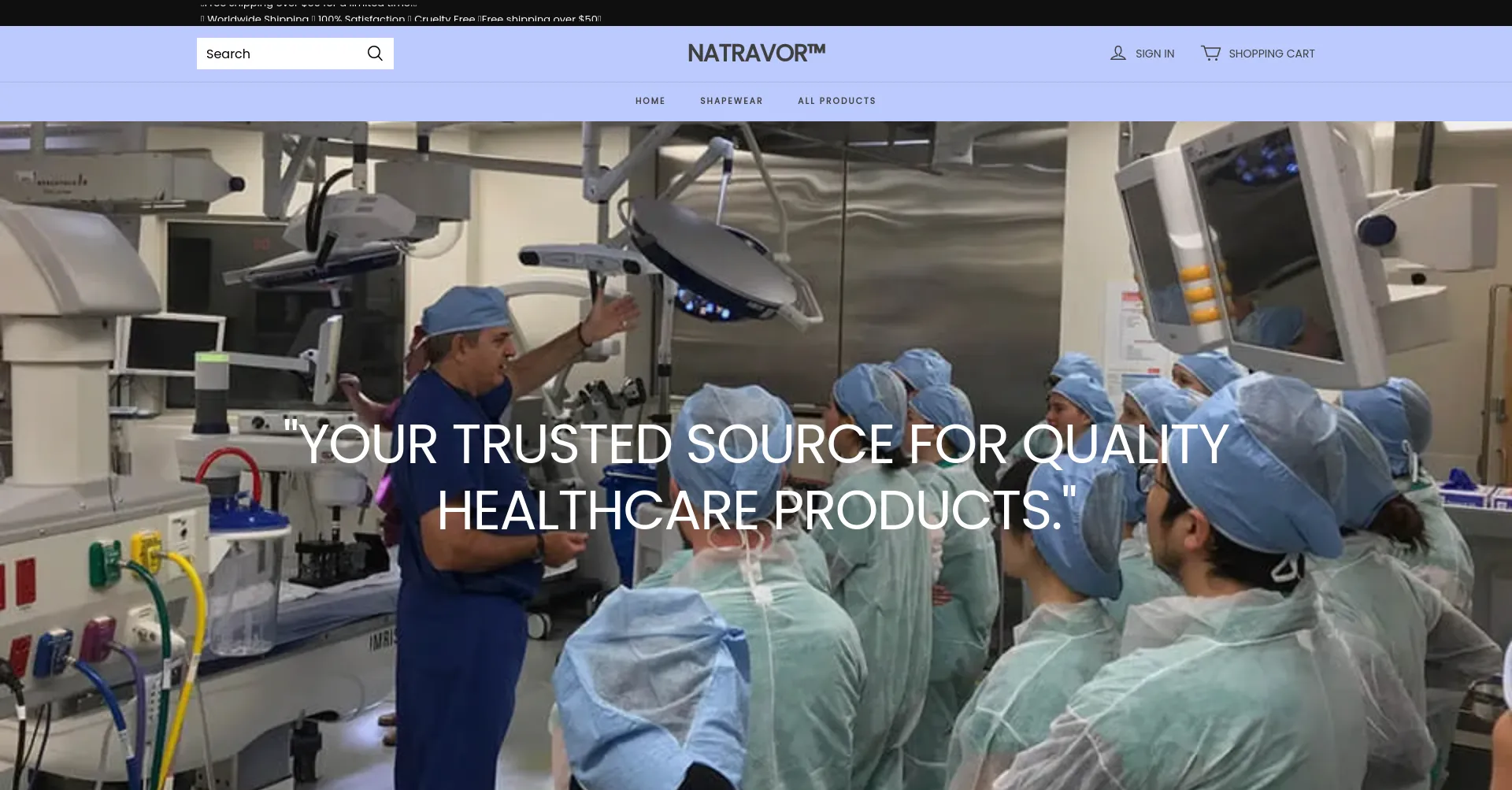 Website screenshot of Natravor.com