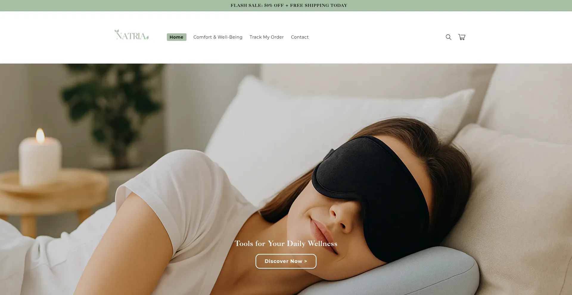 Website screenshot of Natria-shop.ca