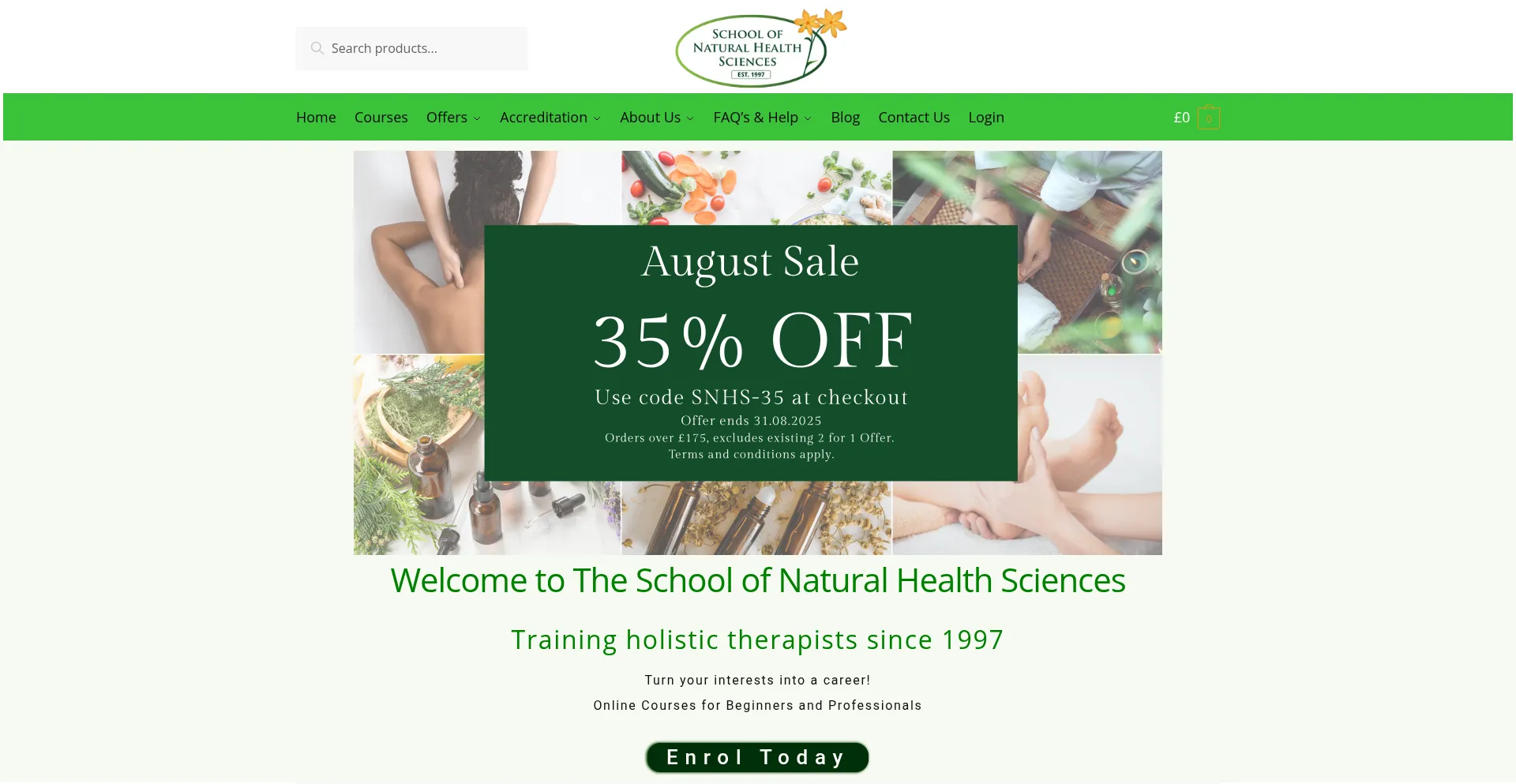 Website screenshot of Naturalhealthcourses.com
