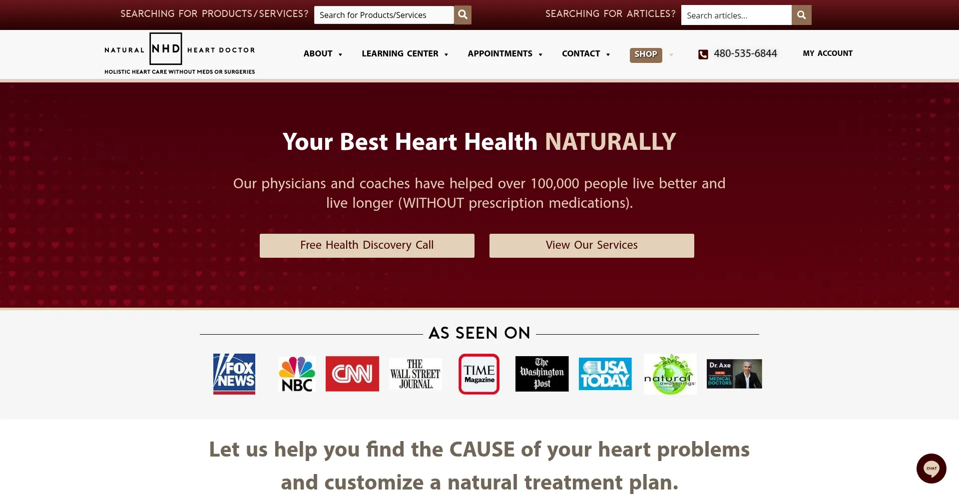 Website screenshot of Naturalheartdoctor.com
