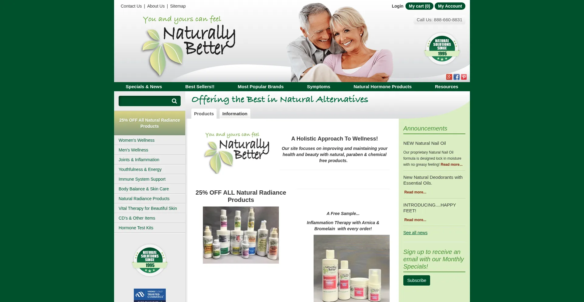 Website screenshot of Naturallybetter.com