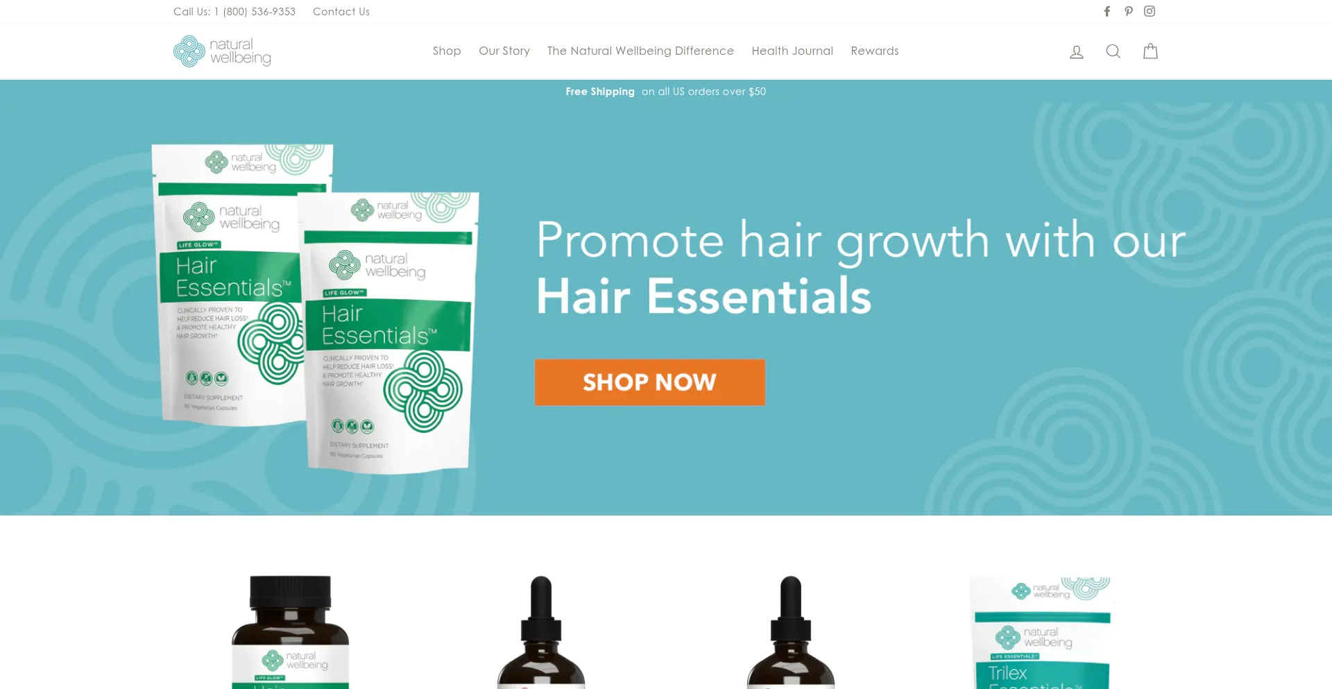 Website screenshot of Naturalwellbeing.com