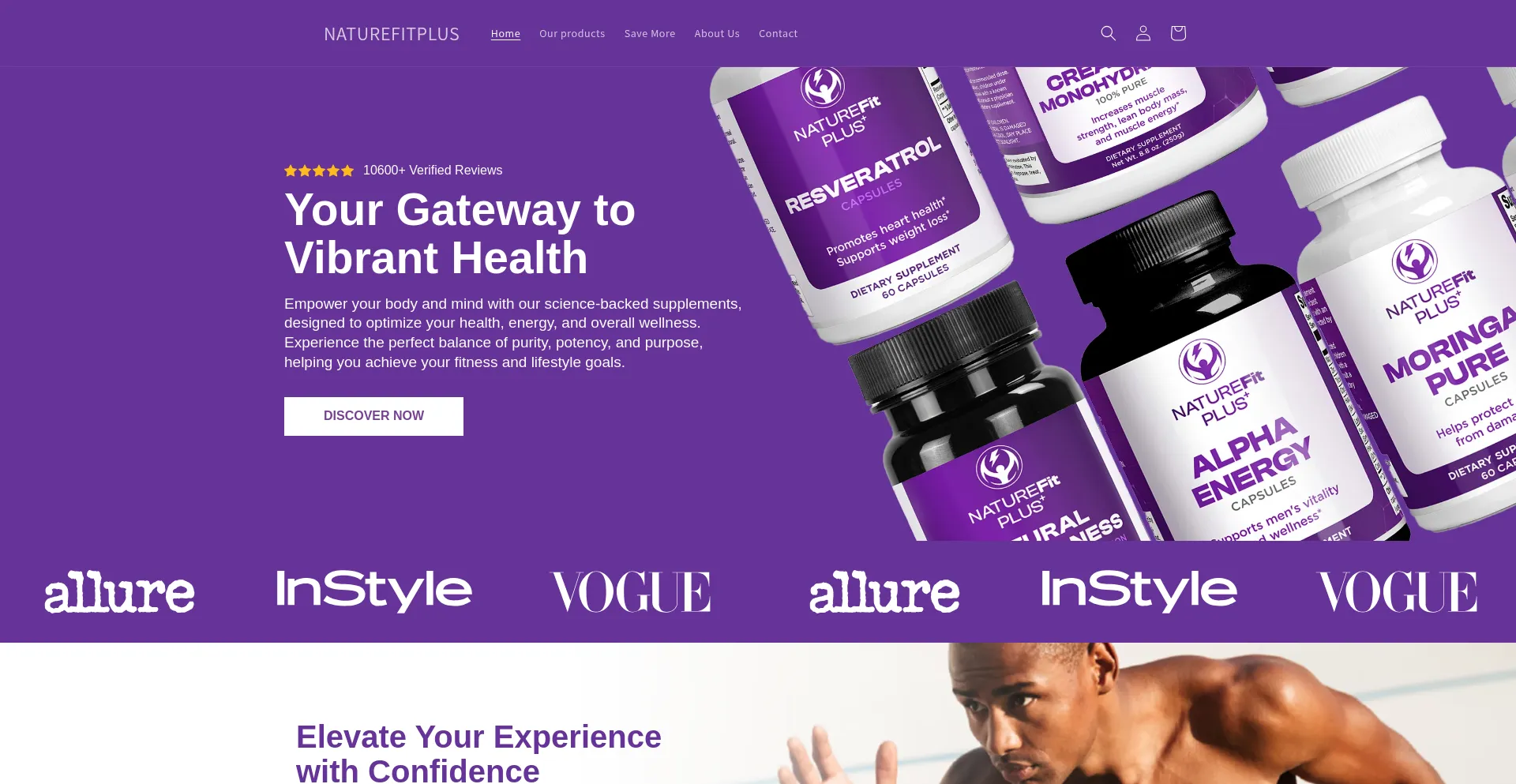 Website screenshot of Naturefitplus.com