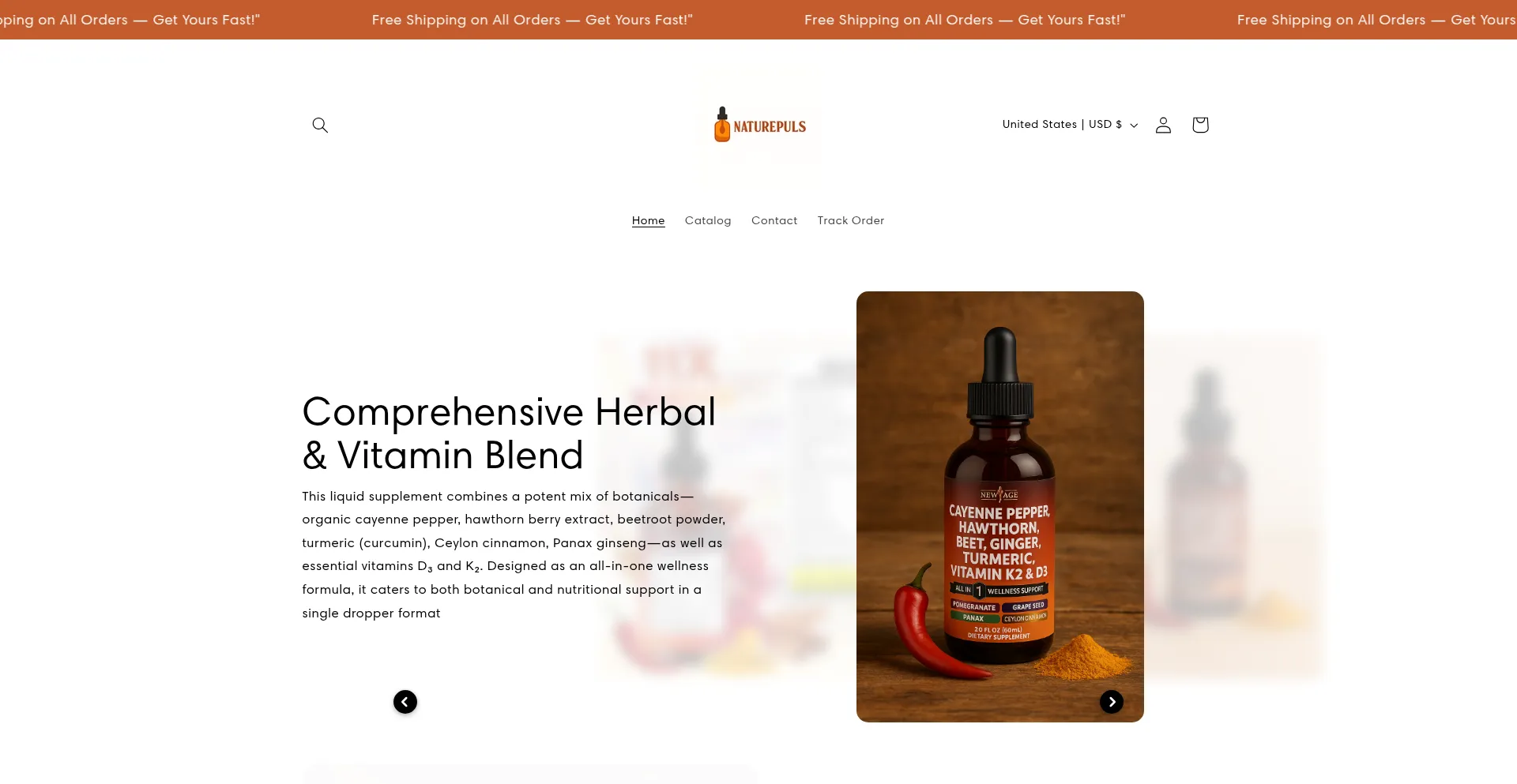 Website screenshot of Naturepuls.store