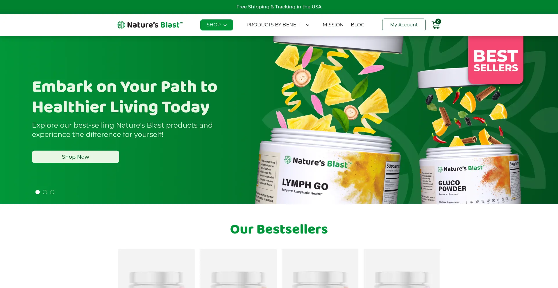 Website screenshot of Naturesblaststore.com