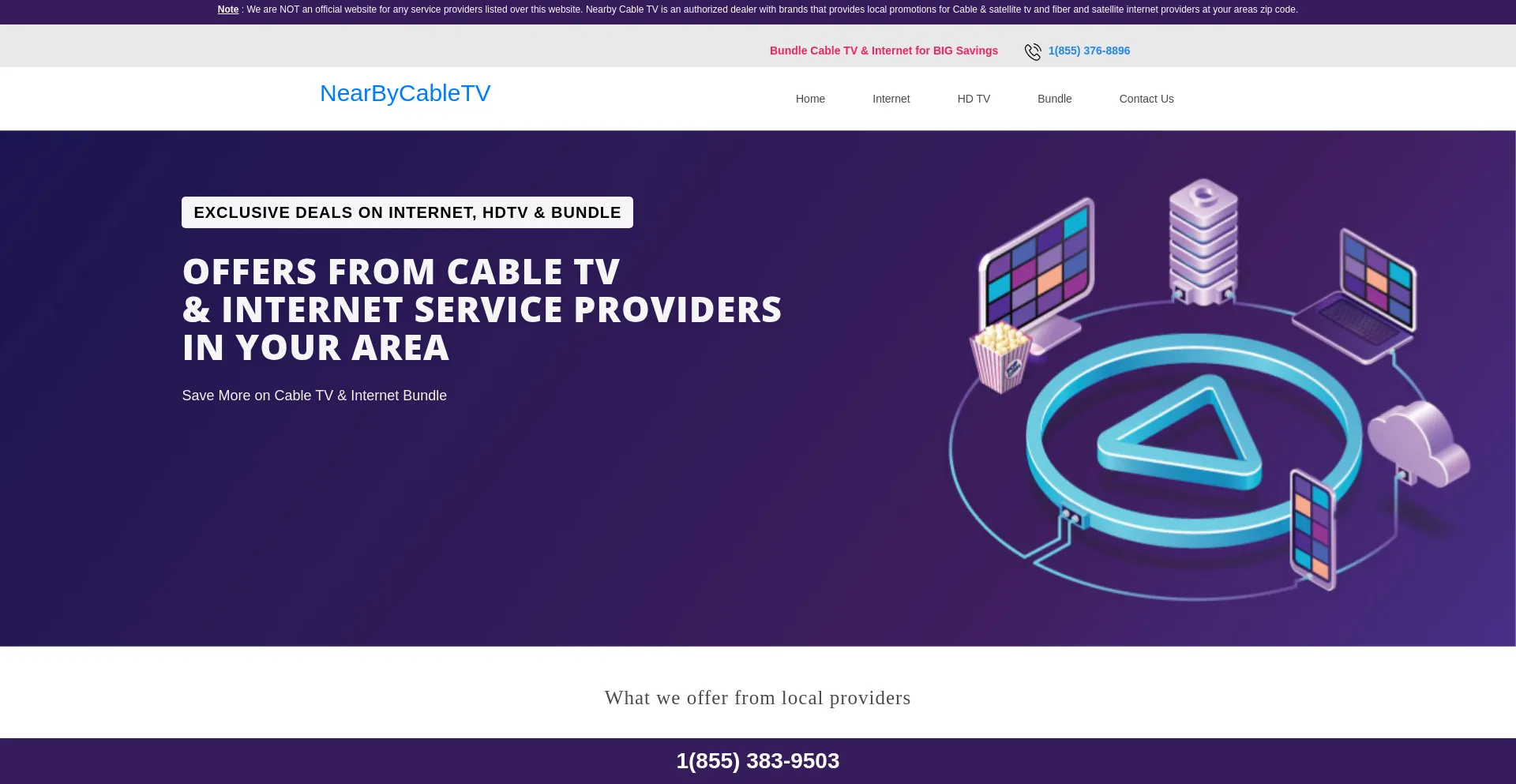 Website screenshot of Nearbycabletv.com