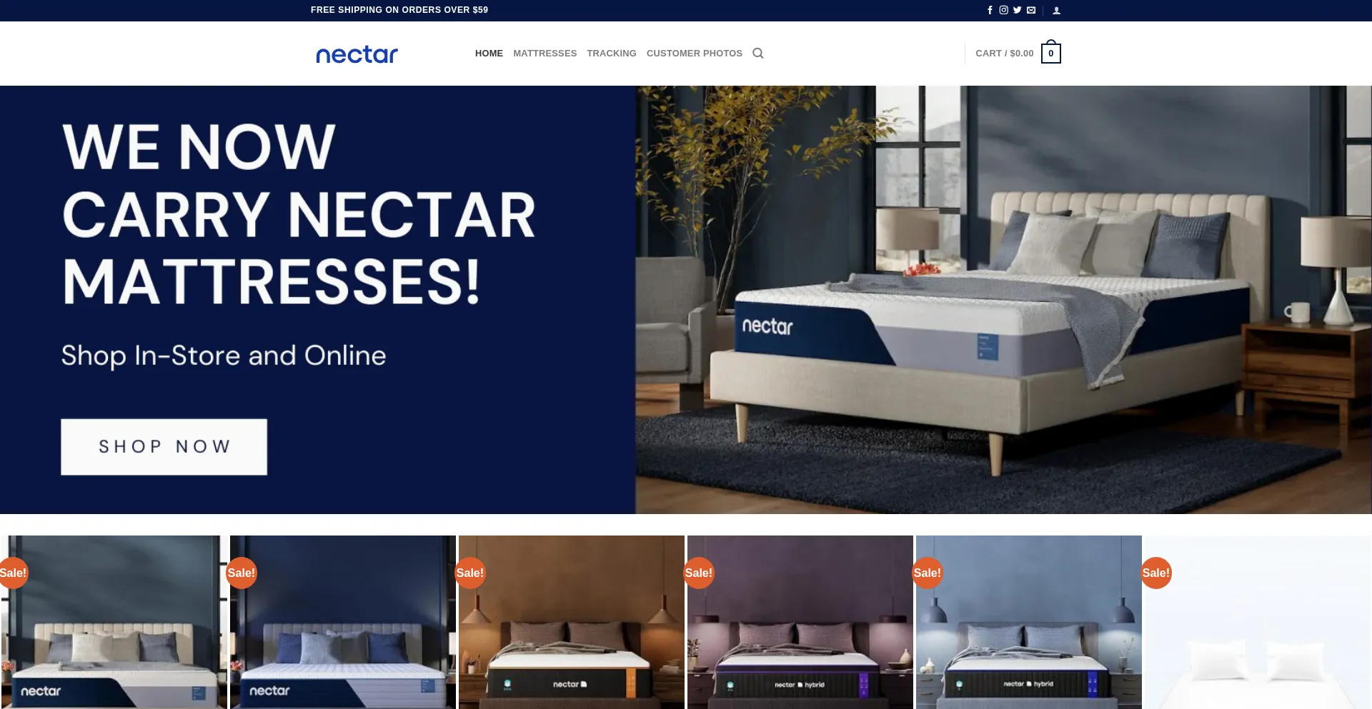 Website screenshot of Nectaroutlet.com